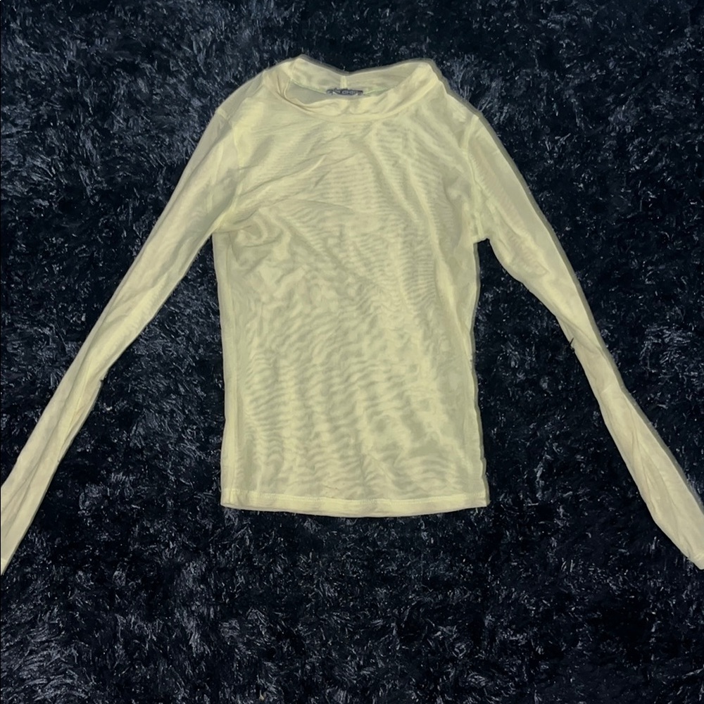 Sheer Long Sleeve Top in Light Yellow